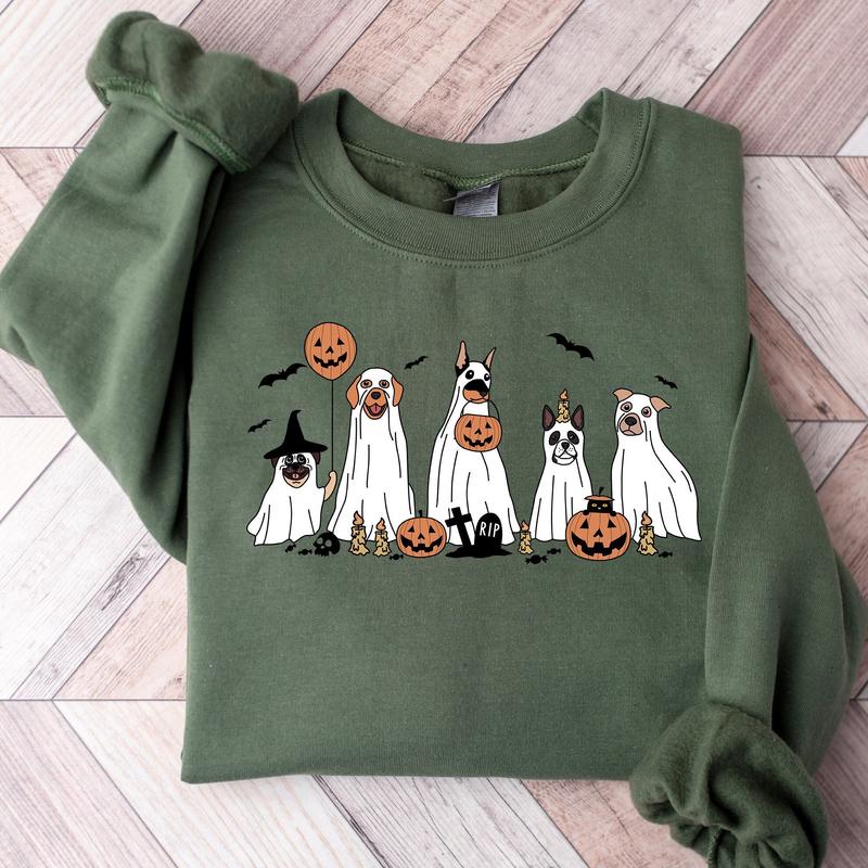 Ghost Dog Halloween Crewneck Sweatshirt, Hoodie, T-shirt
