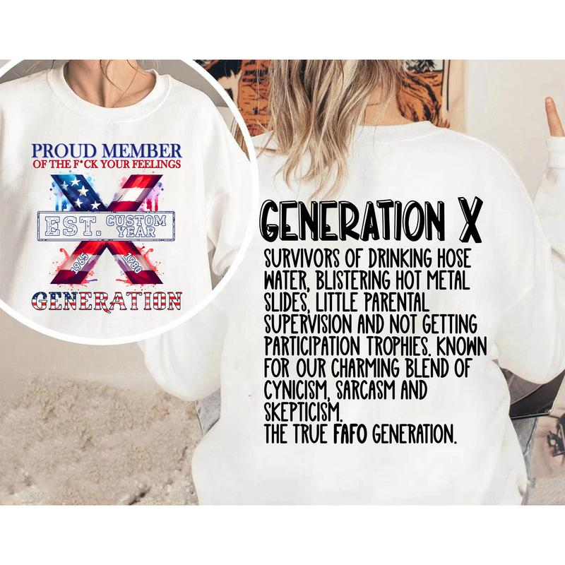 Custom Est.Year Flag Gen X 2 Side T-shirt, Gen X Shirt, FAFO Generation 1965-1980 Shirt