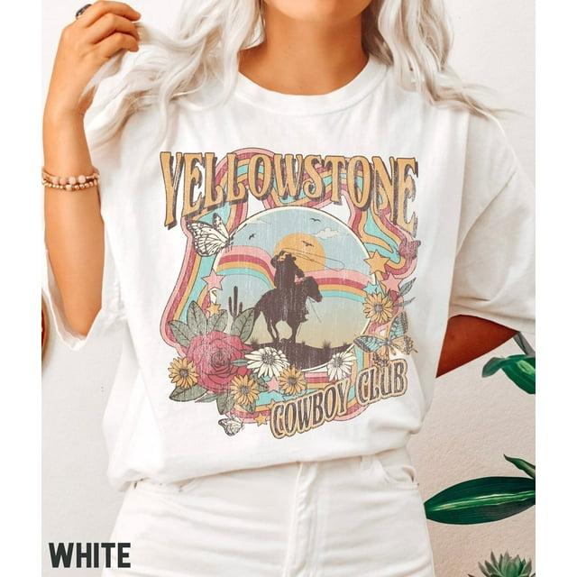 Retro Yellowstone Shirt, Vintage Cowboy TShirt, Boho Tee, Montana Ranch Tee, Country Western Cowgirl Shirt, Horse Lover Gift Comfort Cotton