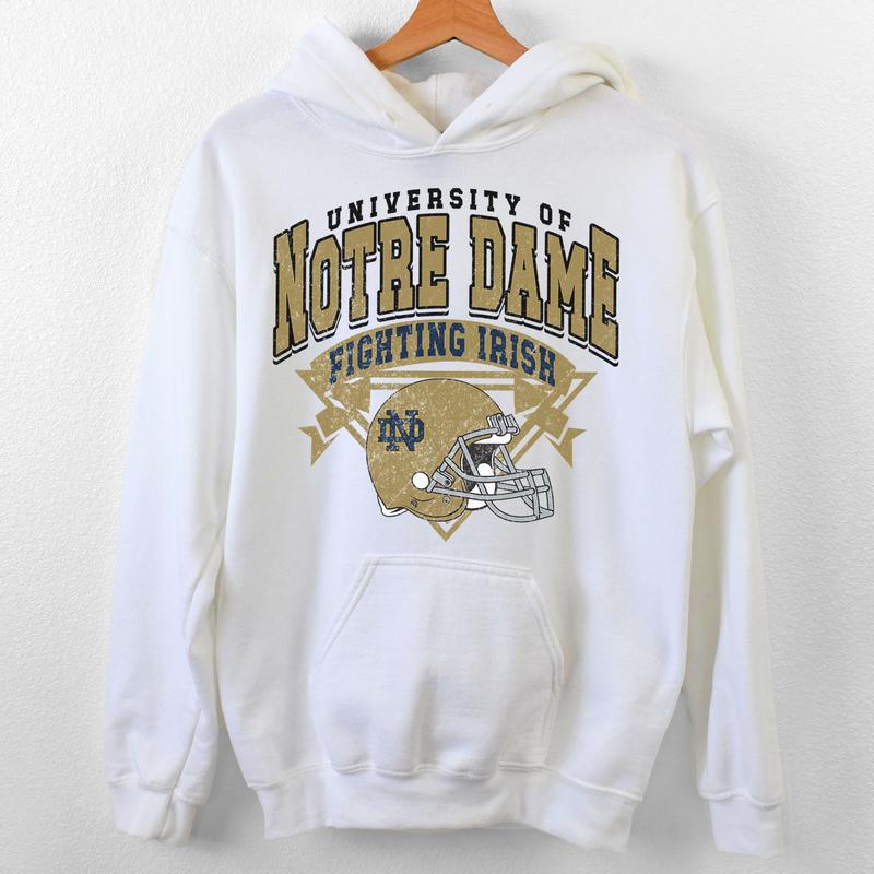Notre Dame Fighting Irish Vintage NCAA Sweatshirt, Unisex Notre Dame Football Shirt, Classic Sport Hoodie for Fans, Cotton, Sweatshirt, Clothing