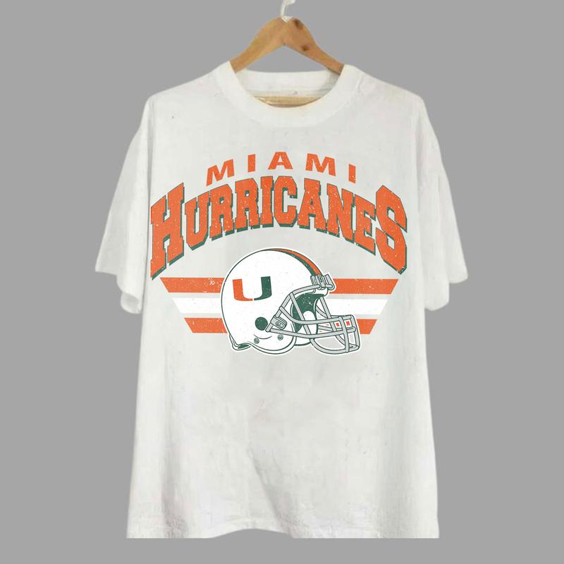 Miami Hurricanes Vintage Football NCAA Sweatshirt - Tshirt - Hoodie, University of Miami Unisex Football NCAA Shirt, Unisex Vintage NCAA Shirt, Classi