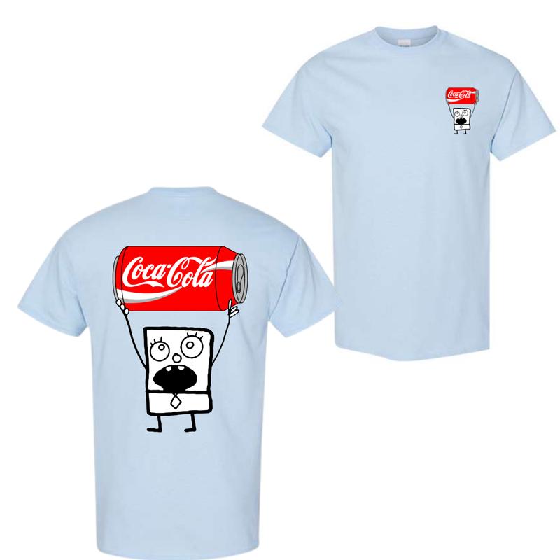 Coca Cola Doodlebob T-shirt, Doodlebob Shirt, Coca Cola Shirt, Double Sided Graphic Printed Unisex Classic Comfort Cotton T-Shirts for Men and for Wom
