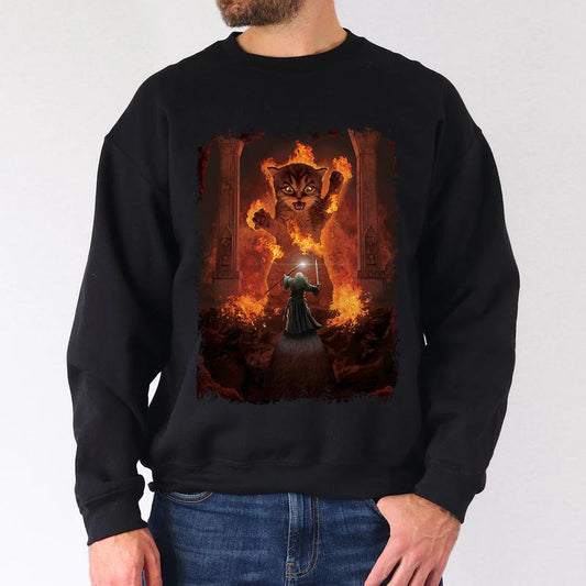 LOTR Cat and Gandalff T shirt Hoodie Sweatshirt