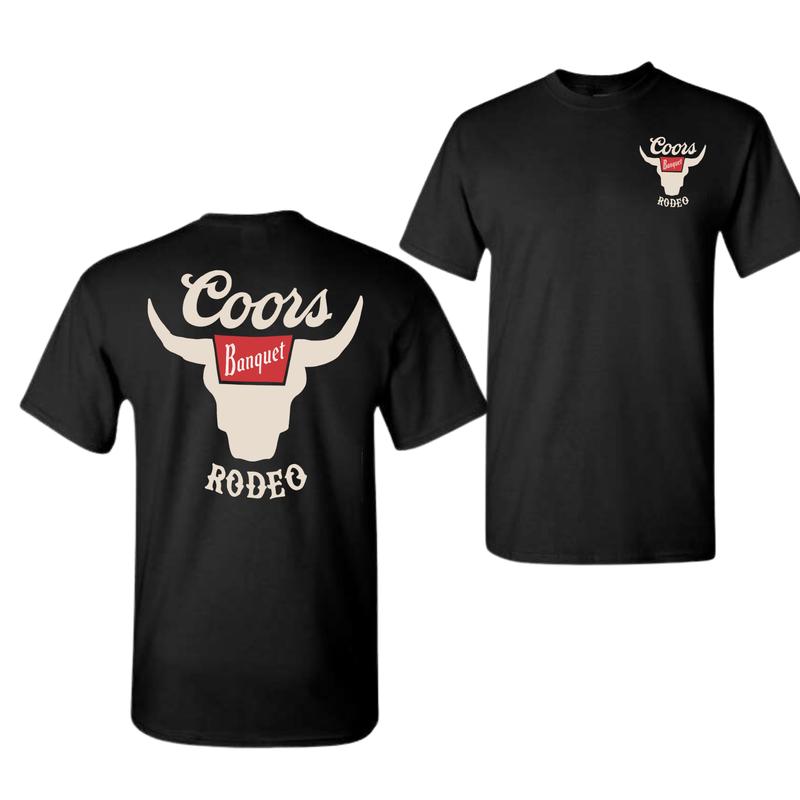 Coors Banquet Rodeo Horns Logo T-Shirt - Cotton - Find Your Perfect Fit - His And Hers Fashion