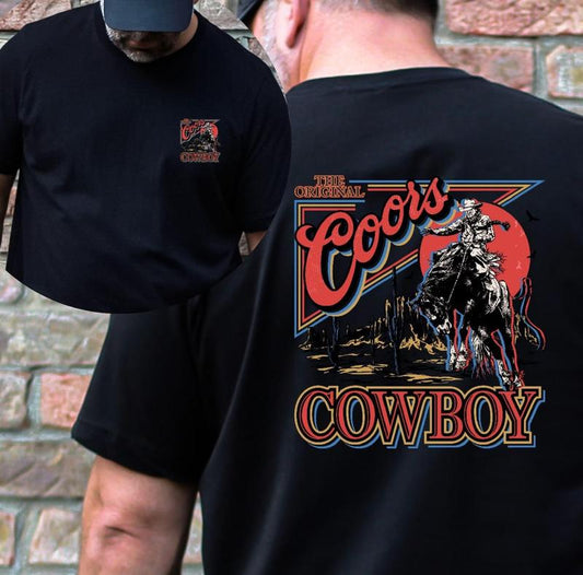 Mens Beer shirt, The Original Coors Cowboy, Western Rodeo, Vintage Cowboy tshirt
