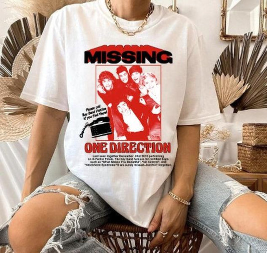 Direction Missing Concert tShirt, One Direction band, 1D Tshirt ash