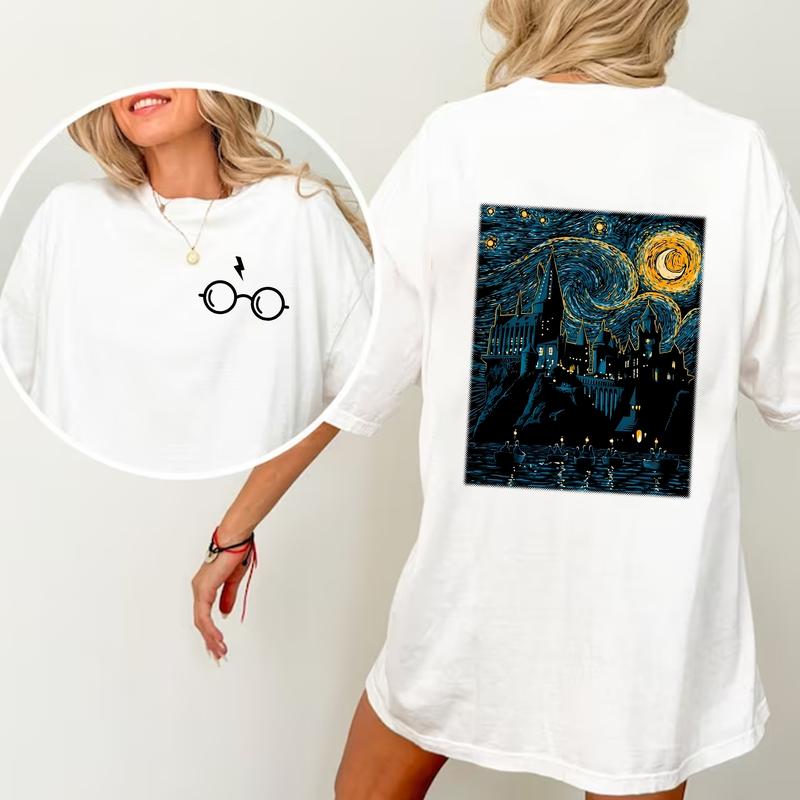 HP Hogwarts Starry Night Sweatshirt Hoodie Shirt, gift for fan Cotton Fit