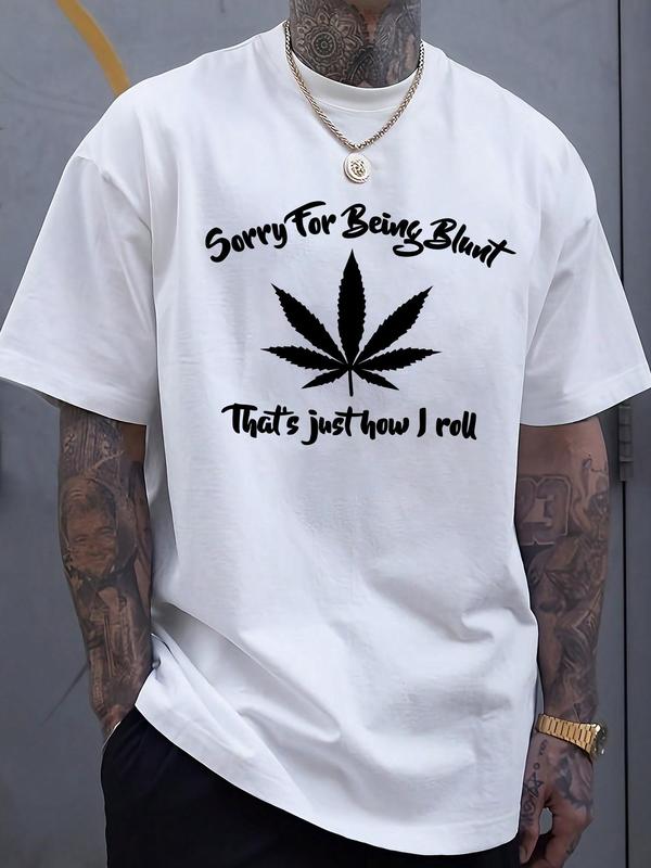 Men's Letter Print Round Neck Graphic Tee, Regular Fit Casual Drop Shoulder Short Sleeve T-shirt for Summer, Men's Top for Daily Wear