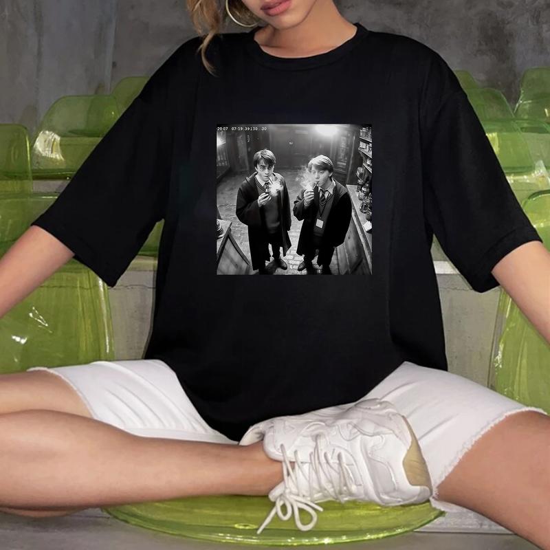 HP And Ron Sm00king Unisex Sweatshirt Hoodie Shirt Cotton Relaxed Fit, Hogwarts T-Shirt
