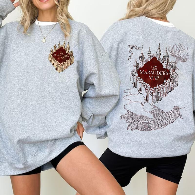 HP Hogwarts Marauders Map Sweatshirt Hoodie Shirt, gift for fan Cotton Fit potterhead gift potterhead sweater harry potter