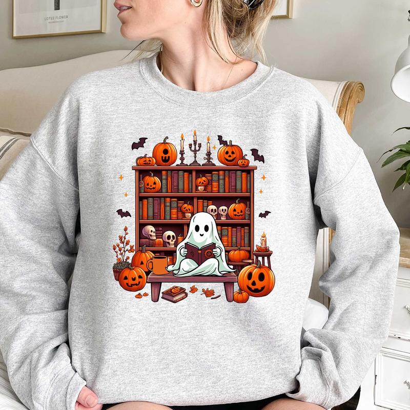 Ghost Book Reader Sweatshirt, Reading Tee, Book Lover Gifts, Reading Enthusiast Book Shirt, Boo Sweatshirt
