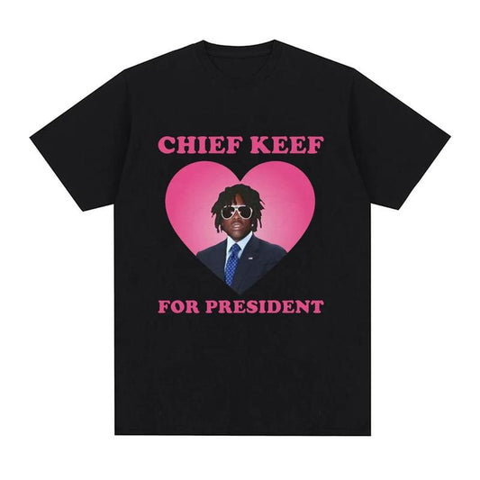 Rapper Chief Keef for President T Shirt Men Fashion Casual Short Sleeve T-shirt Aesthetic Vintage Oversized T-shirts Streetwear Cotton Fabric