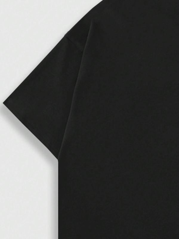 Men's Regular Fit Cross Graphic Round Neck Tee, Lips & Letter Print Short Sleeve T-shirt for Daily Wear, Fashion Casual Men's Clothes for All Seasons