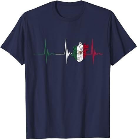 Mexico Heart Mexico Flag Heartbeat EKG Pulse Mexican Pride T-Shirt
