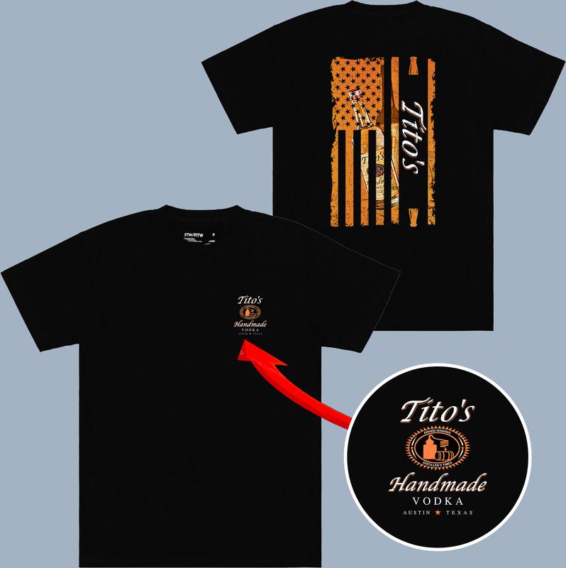 Tito Handmadre Flag T-shirt - 2 Side Back - Plentiful Color Options - Athleisure Wear - Universal Appeal Garments - Your Size Here - Diverse Style Sel