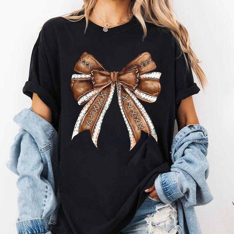 Football Bow Shirt, Coquette Bows School Spirit T-shirt, Cheer Mom Tee, Football Team Matching Shirt, Coquette Football Shirt, Sport Tee