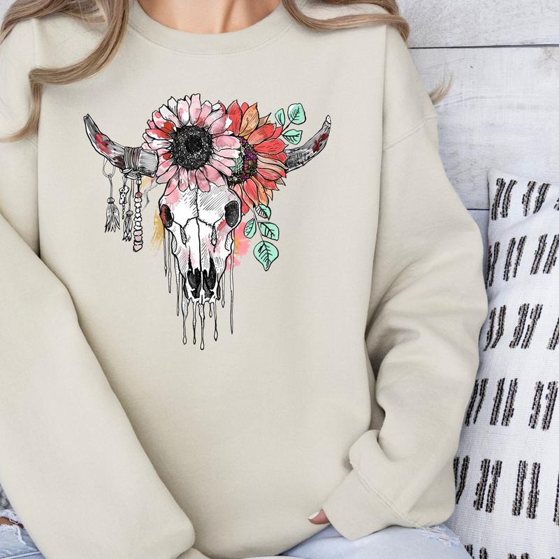 Floral Skull Crewneck Sweatshirt