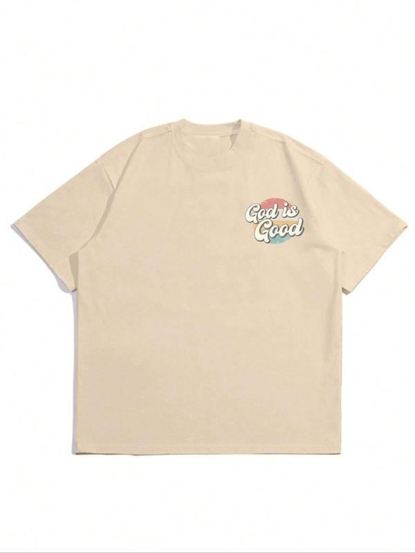 Men's Letter Print Round Neck Tee Summer Clothes, Casual Regular Fit Short Sleeve Crew Neck T-shirt for Summer, Graphic Tees, Fashion Men's Streetwear