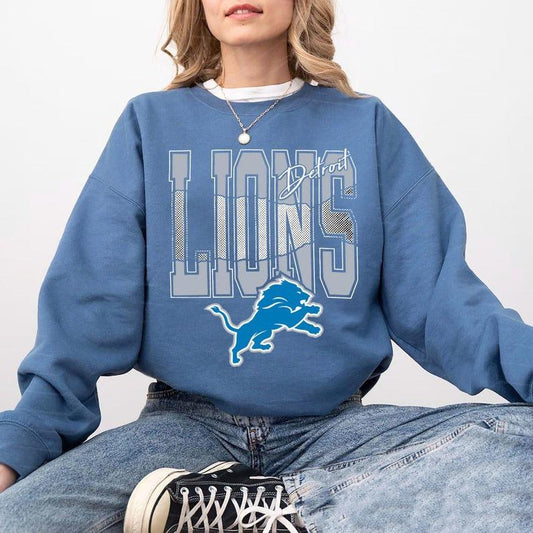 Lions Football Crewneck Sweatshirt, Trendy Game Day Gift, Unisex Detroit Sweatshirt, Detroit Football Fan