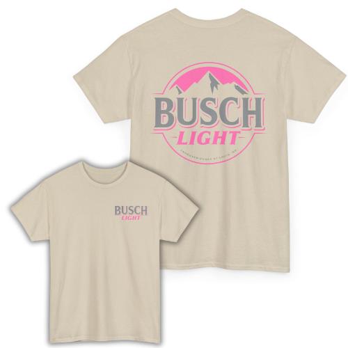Both Sides Printed Unisex Neon-Pink Busch Light  T-Shirt