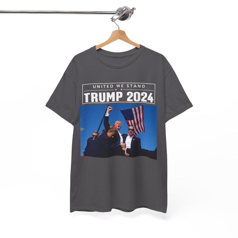 Trump United We Stand - Trump 2024 - Trump Rally Shooter Tshirt - Trump You Missed - Trump Survived - USA Freedom - Donald J. Trump Unisex Heavy Cotto