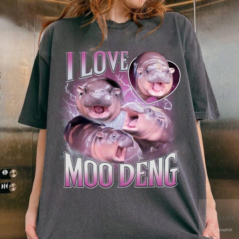 Moo Deng Shirt, I Love Moo Deng Shirt, Khao Kheow Open Zoo T-Shirt, Hippo Lover T-Shirt