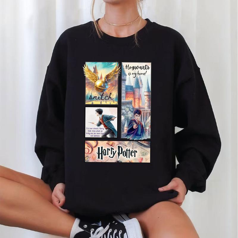 HP Hogwarts Is My Home Unisex Sweatshirt Hoodie Shirt Cotton Relaxed Fit, Hogwarts T-Shirt, Harry Tee
