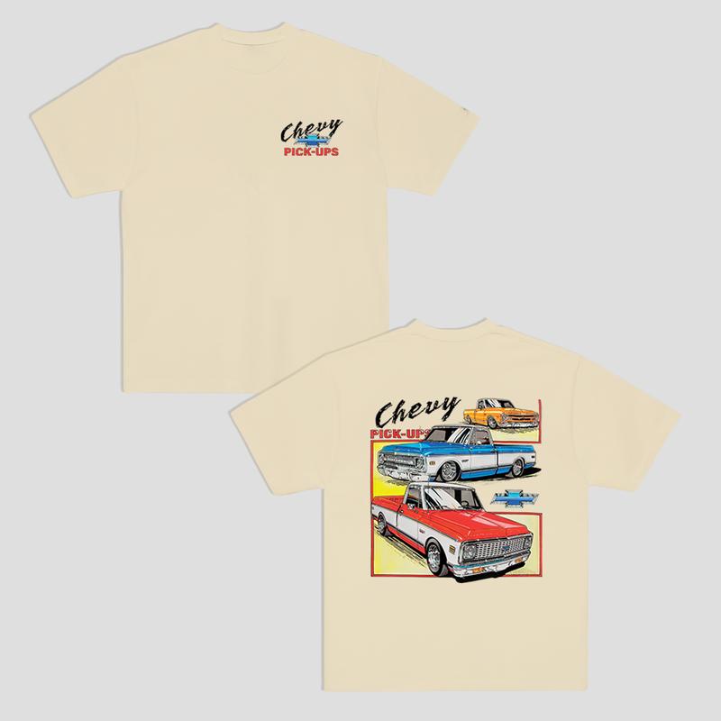 Vintage Vibe 2 Sides Chevy Classic Pick-ups T-Shirt Obs Men's Cotton Tee Old School Tee Gift for Him Classic Car Casual Menswear
