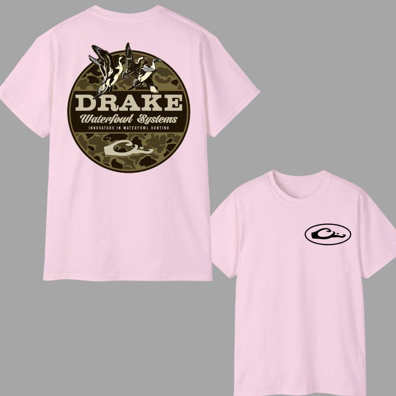 Drake Waterfowl Camo Hunting T-Shirt, Double Sided Classic Cotton Short Sleeve, Soft & Comfortable, Perfect Gift For Men
