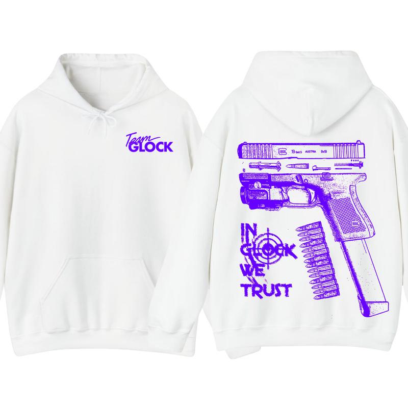 Team Glock Hoodie -GILDAN IN GLOCK WE TRUST Hoodie -Design Color Blue , Full Color Double Sided Sweatshirt for Men and Women, Classic Fit,Glock Shirt