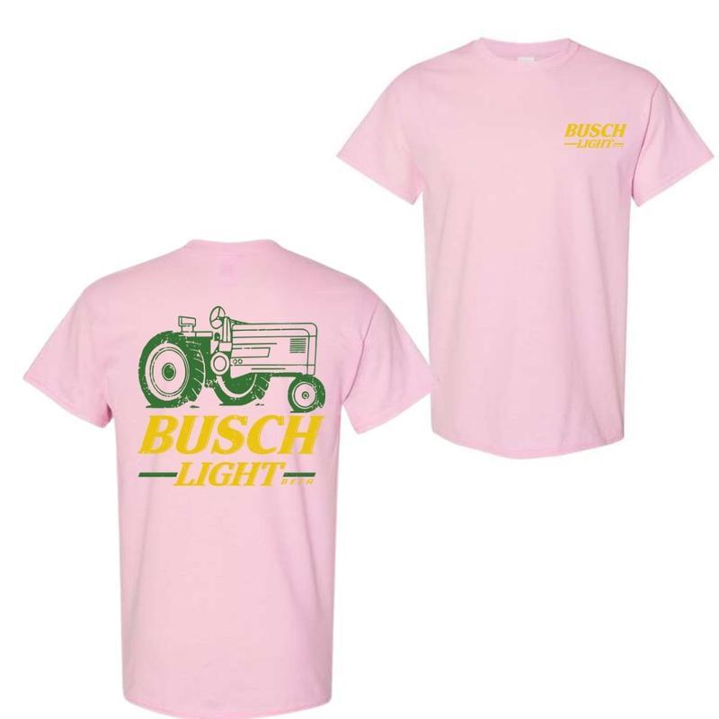 Busch Light Tractor 2-Sided T-Shirt, Labor Day, Casual Graphic Round Neck T-shirt for Summer, Beer Party Summer Shirt, Fashion Top for Daily Wear, T s