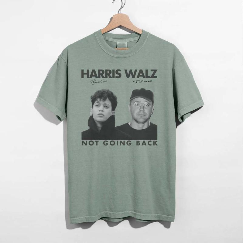 Harris Walz Not Going Back 80s Retro Photo 2024 Feminist Band TShirt, Kamala Tim Election Voting Shirt, Pro Choice Tee Gift for Democrat