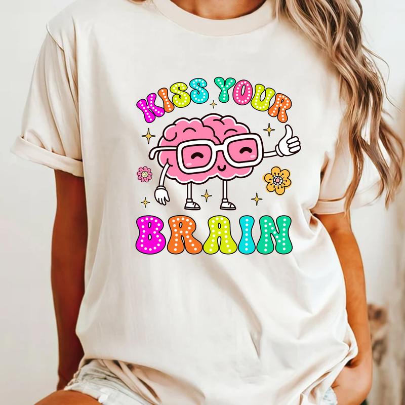 Kiss Your Brain Teacher Comfort Colors Shirt, Dalmatian Dots Teacher Shirt, Brain Teacher Tee, Teacher Appreciation, Retro Teacher Shirt, SPED Teacher