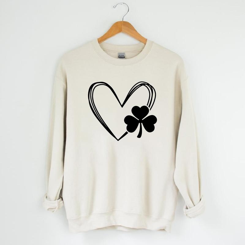 Shamrock Heart Sweatshirt,  St. Patrick's Day Sweater, Clovers Lucky Shamrock Sweater