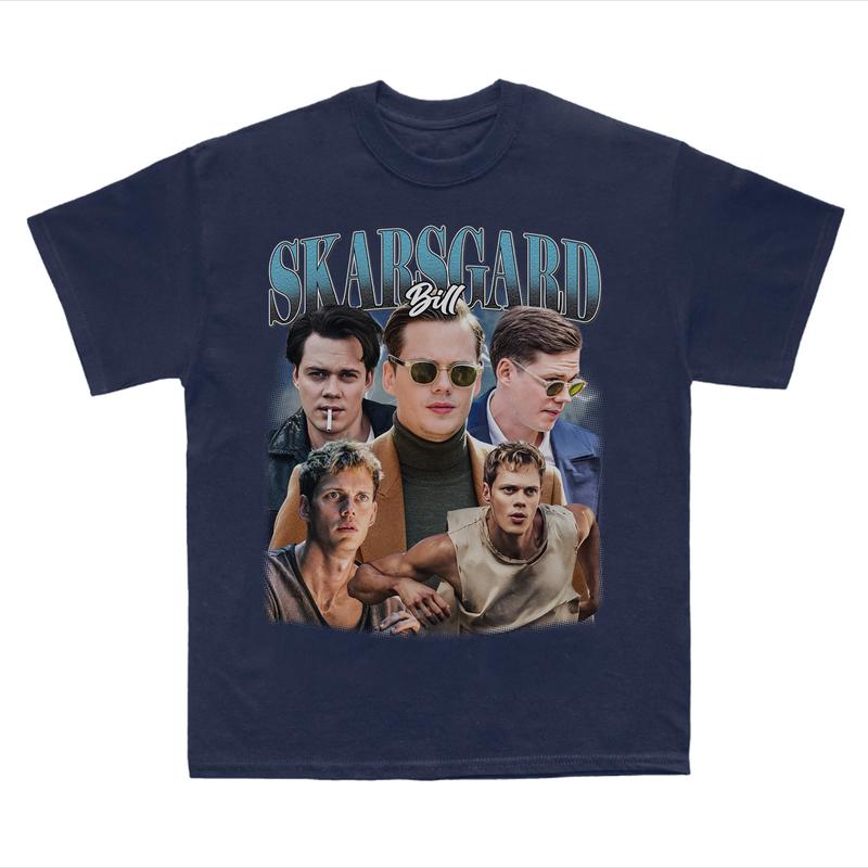 Vintage Bill SkarsgÃ¥rd Shirt - Homage Shirt Unisex  Pennywise Clown Graphic Tee, Gift Bill SkarsgÃ¥rd Gift For Movies Lovers Casual