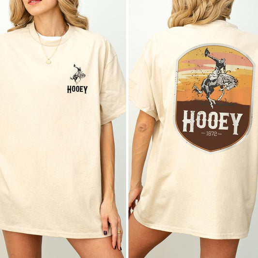 Hooey Men's Cheyenne 2-Sided Printed Graphic Shirt, Vintage Western Rodeo Hooey T-Shirt, Wild West Cowboy Top for Men, Cotton Fabric Casual Womenswear
