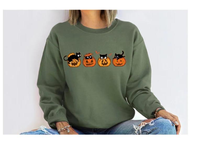 Halloween Sweatshirt, Black Cat Sweatshirt, Cat Lover Shirt, Black Cat Shirt, Cat Sweater, Ghost Shirt, Halloween Sweater, Halloween Pumpkin