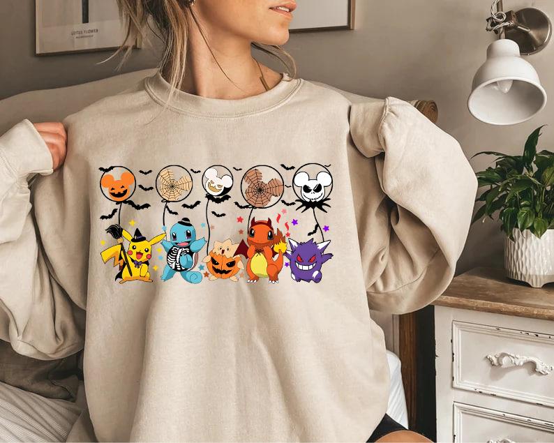 Pokemon Halloween Sweatshirt, Halloween Sweatshirt, Spooky Pumpkin Monster Sweatshirt, Anime Sweatshirt, Gengar Sweatshirt