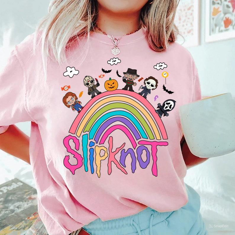 Halloween Slipknot Rainbow Shirt Scary Characters Horror Friend Tshirt