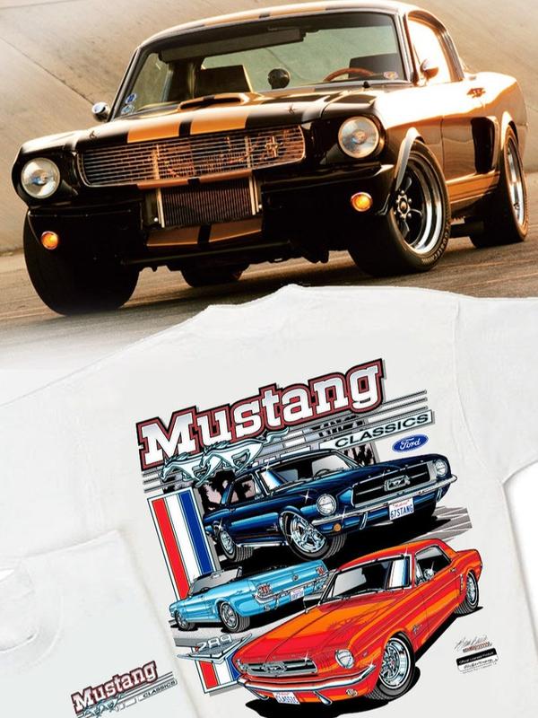 Ford Mustang Classics White T-Shirt 1964-12 1965 1966 1967 1968 289 Pony Car GT GTA
