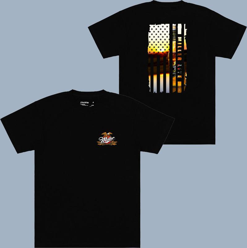 Miller Lite Flag Beer T-shirt - 2 Side - From Casual To Formal - Streetwear Essentials - Colorful Varieties - Your Size Here - Non-gender Specific