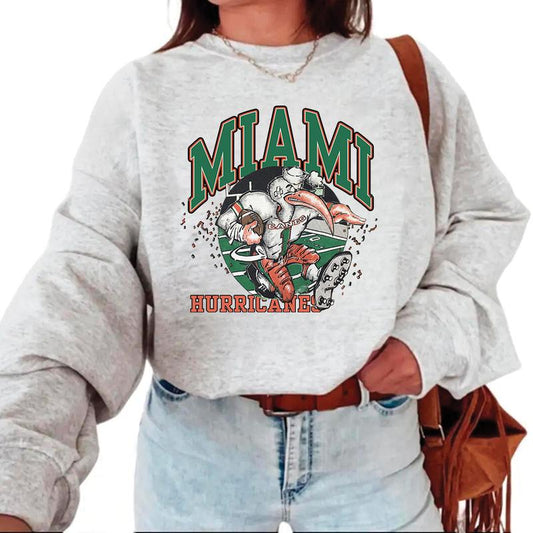 Unisex Vintage NCAA Miami Hurricanes Mascot ,Ven t-shirt, sweatshirt, hoodie Cotton Menswear