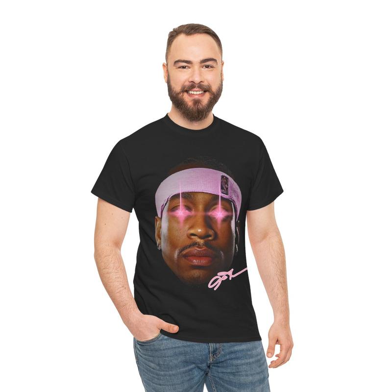 Retro Pink Laser Allen Iverson Inspired Vintage Graphic T-shirt Heavy Cotton Tee Basketball Sreetwear 90s Styled Ai Shirt Hiphop Vibes Y2K Aesthetic T