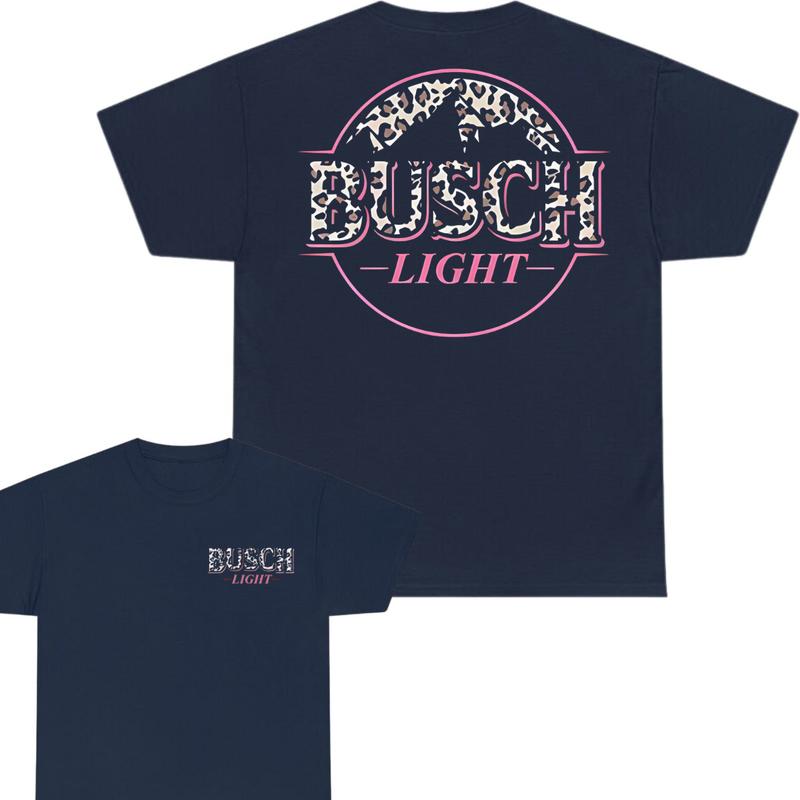 Busch Light Leopart Logo T-shirt 2 Side Unisex Size Range - For Everyone - Every Color Available Fashion Varieties - Statement Pieces - Unisex Appeal