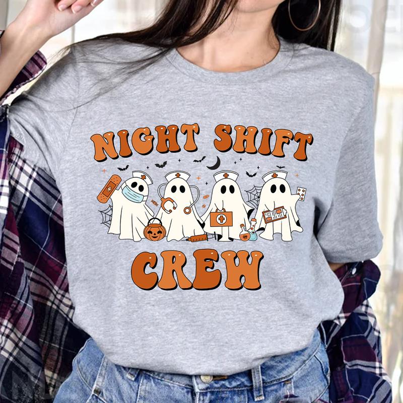 Nurse Halloween Shirt, Night Shift Crew Boo, Halloween Night Shift, Nurse Night Light, Nursing School Life, Nurse Gift, Halloween RN Gift
