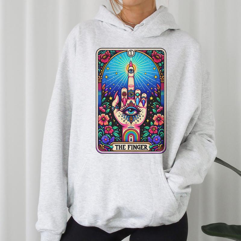 The Finger Tarot- Unisex Crewneck Sweatshirt - Print is Sublimation, Christmas Crewneck, Gift Idea, Relaxed Fit, Casual Apparel