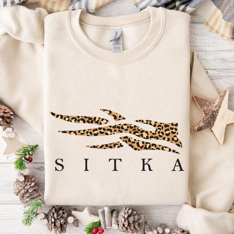 Sitka Leopard Pattern Print Logo Unisex Hoodie - Sweater - T-shirt for Men and Women