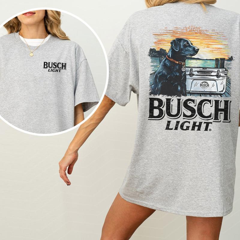 Limited Busch Light Men Best Friend 2-Sided Shirt, Men's Best Friend Dog T-shirt, Drinking Tshirt, Vintage Outdoors Beer Drink Tops, Cotton Womenswear