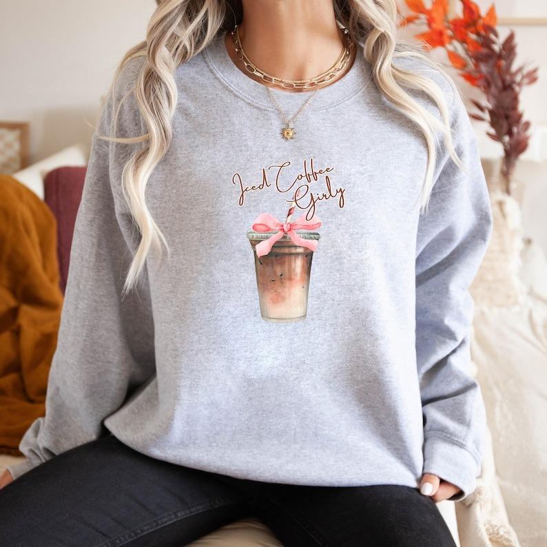 Iced Coffee Girly Sweatshirt, Iced Coffee Girl Crewneck, Coquette Coffee Shirt, Coquette Clothing, Coffee Lover Gift, Pink Bow Iced Coffee, Trendy Cof