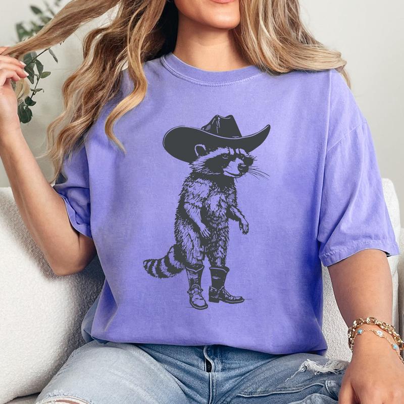 Cowboy Raccoon Shirt, Cute animal T-shirt, Sweet Graphic Tee, Vintage Retro Animal Tee, Sketch Raccoons Gift, Unisex Tshirt, Trash Panda Casual Comfor